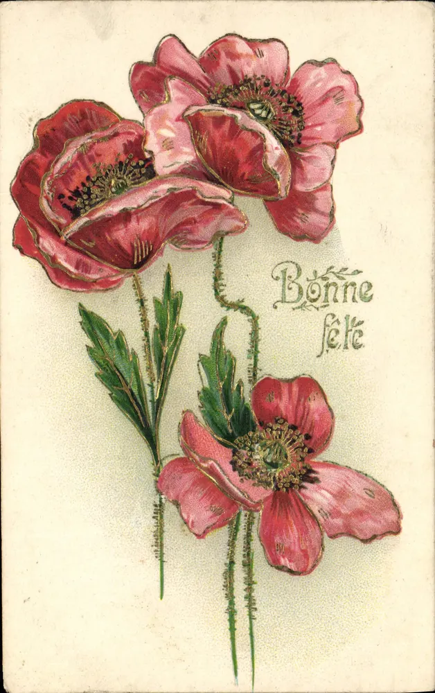 Flore de pavot — Bonne fête — Kartka pocztowa - Awers