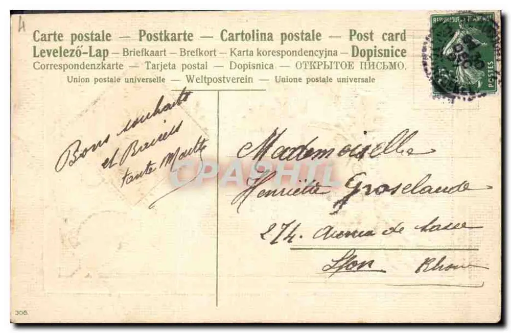 Pássaros em amoras — Boa Ano — Carta postal universal - Verso