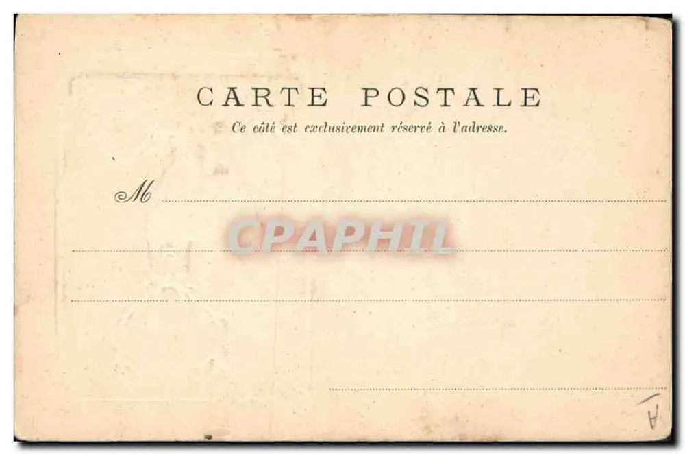 Cervo — ilustração em azul e branco — carta postal anônima - Verso
