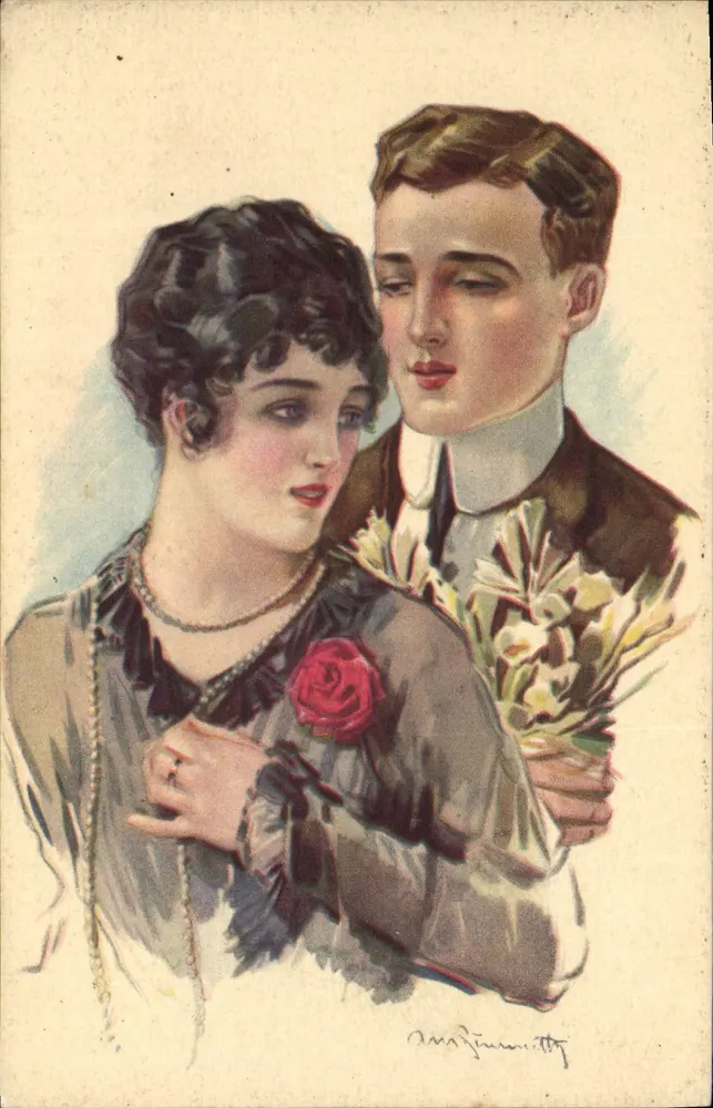 Junges Paar — romantische Szene — Produzione Italiana, n° 1179 - Vorderseite