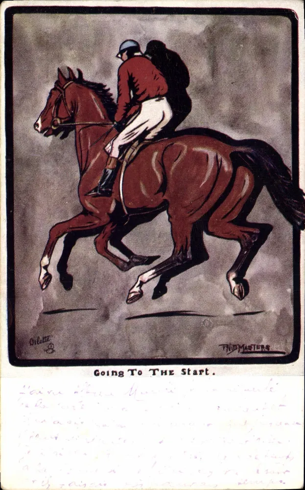 Reiter auf Pferd — Going To The Start — Tuck's Post Card n° 9418 - Vorderseite