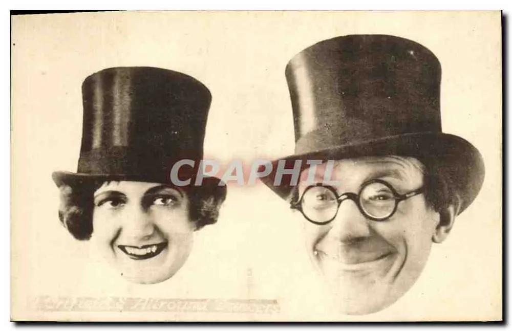 Dois comediantes com chapéus de cartuche — Allround Brothers — editor Franklin Schmidt, Copenhaga - Frente