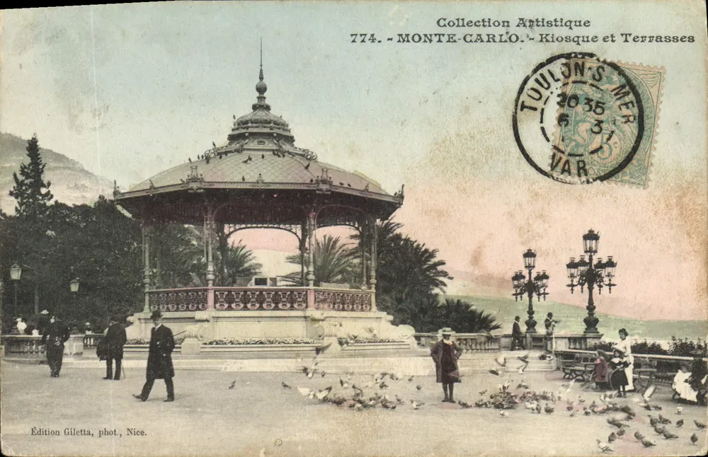 Kiosque e Terrasses — Monte-Carlo — Edição Giletta, fot. Nice, n° 774 - Frente