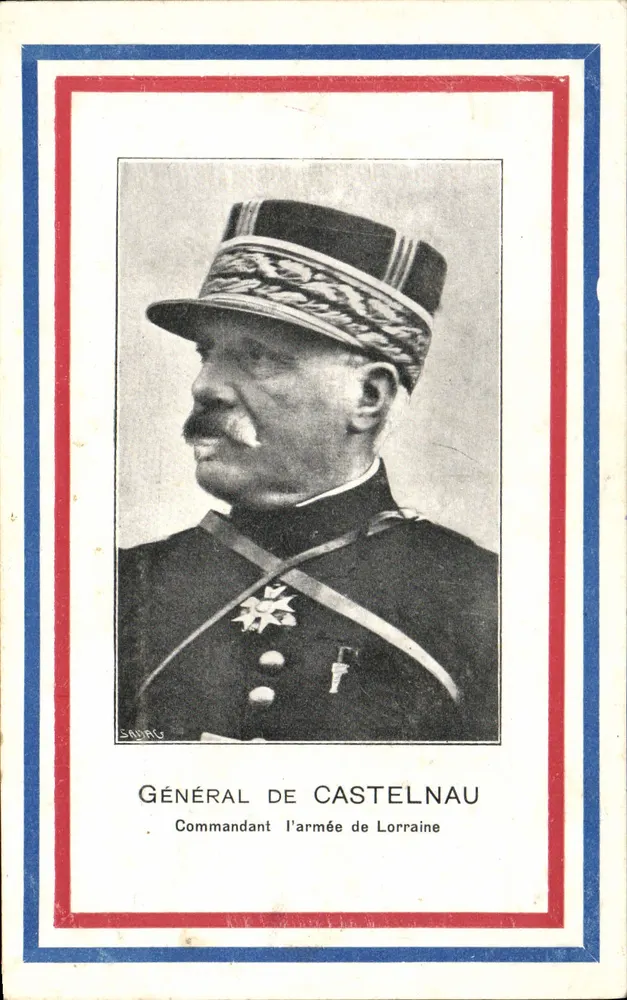 Geral de Castelnau — Comandante do exército da Lorena — Editor SADAG, número de série não visível - Frente