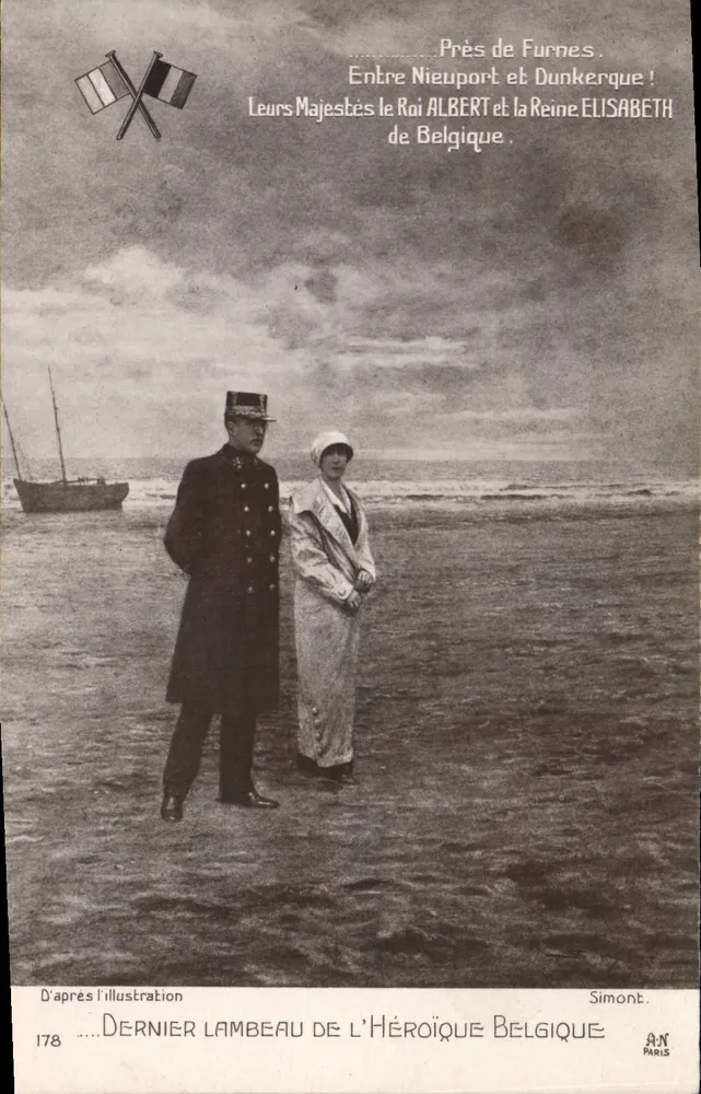 König Albert und Königin Elisabeth von Belgien — Nahe Furnes, zwischen Nieuport und Dunkerque — Simont, n°178 - Vorderseite