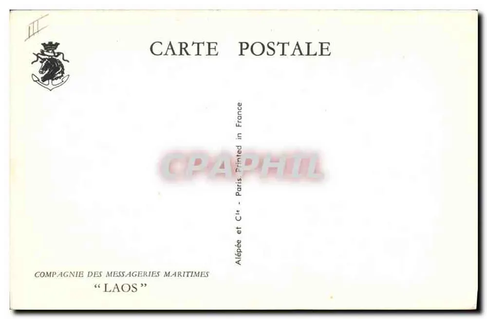 Kreuzer und Segelschiff auf See — Compagnie des Messageries Maritimes « Laos » — Alépée et Cie, Paris - Rückseite