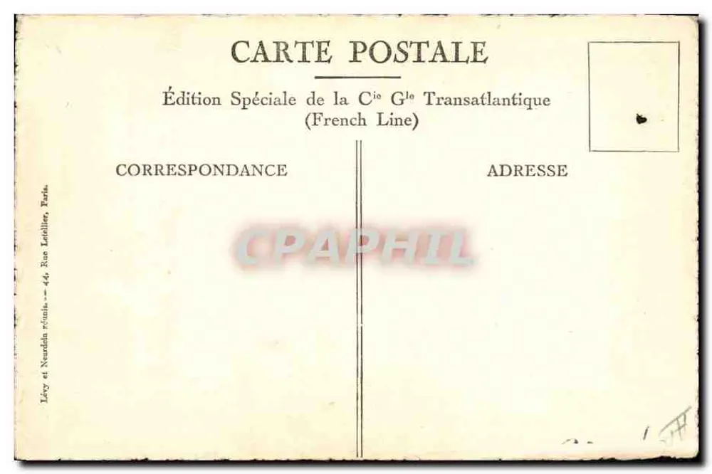 Paquebot "LAFAYETTE" — Grande descente des 1ères Classes — Édition Spéciale de la Cie G1e Transatlantique - Rückseite