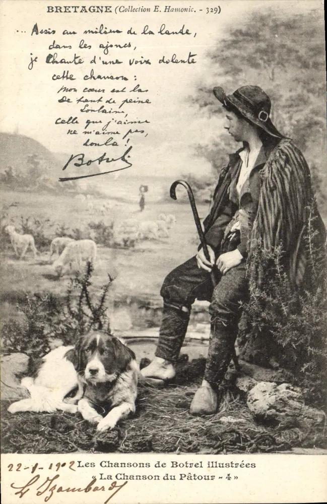 Bretagne — ländlicher Landschaft mit Schäfer und Hund — Sammlung E. Hamonic - 329 - Vorderseite