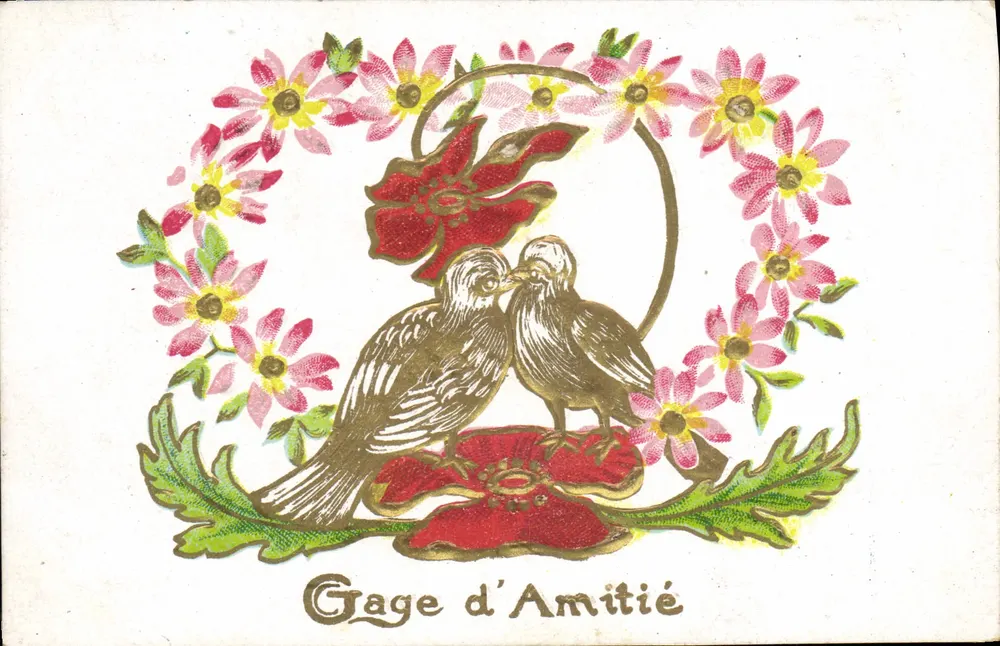 Twee verstrengelde vogels — Gage d'Amitié — onbekende uitgever, serie-nummer niet zichtbaar - Voorkant