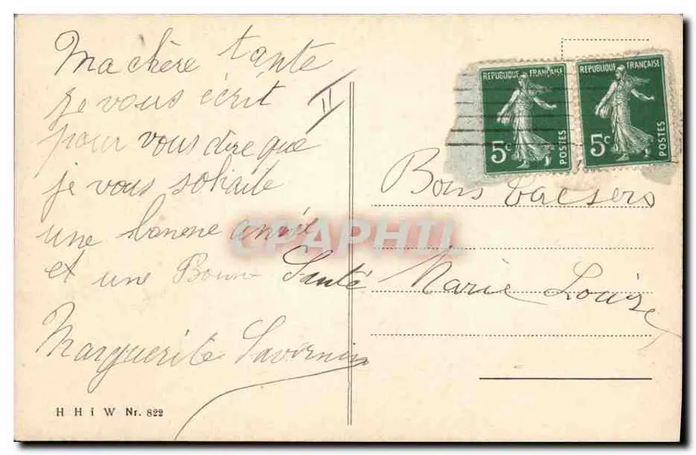 Dois cervos em um paisagem invernal — Boa Ano — HHIW Nr. 822 - Verso