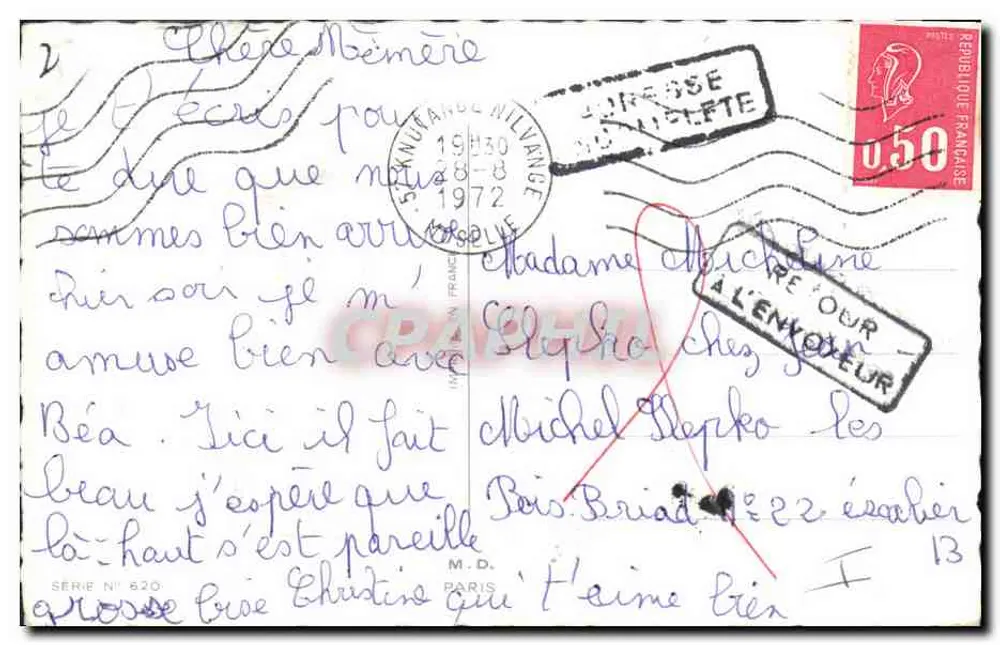Enfants sur tricycle — scène d'été avec canetons — éditeur non visible, série N° 620 - Rückseite