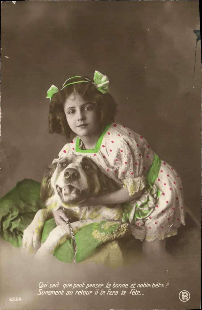 Menina e cachorro — texto impresso — editor PB n°6354 - Frente