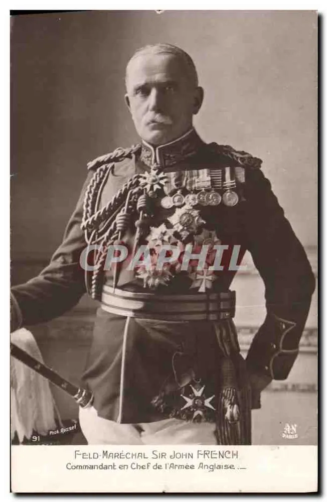 Feldmarschall Sir John French — Kommandant der britischen Armee — Foto. Roussel, Nr. 91 - Vorderseite