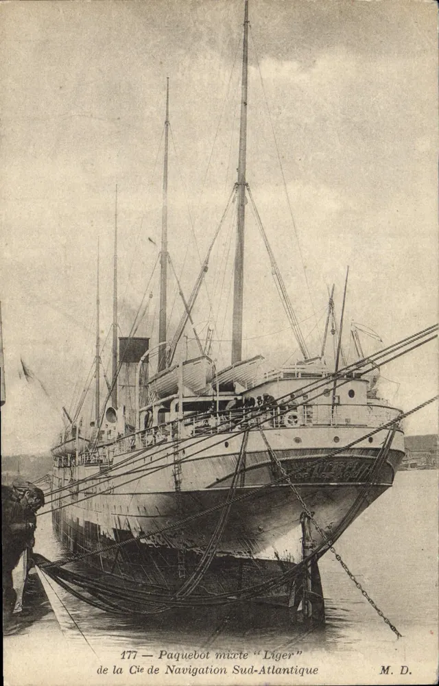 Gemischter Dampfer "Liger" — von der Sud-Atlantique Navigation Company — M. D. n°177 - Vorderseite