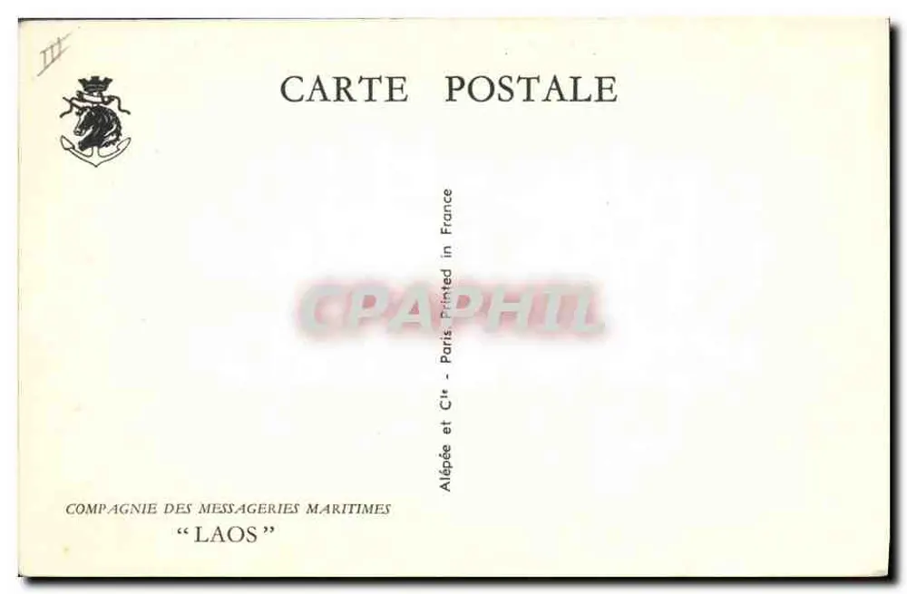Kreuzer und Segelschiff auf See — Compagnie des Messageries Maritimes « Laos » — Alépée et Cie, Paris - Rückseite