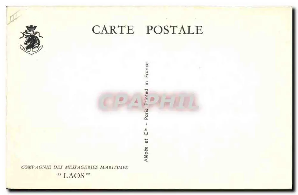 Kreuzer und Segelschiff auf See — Compagnie des Messageries Maritimes « LAOS » — Alépée et Cie, Paris - Rückseite