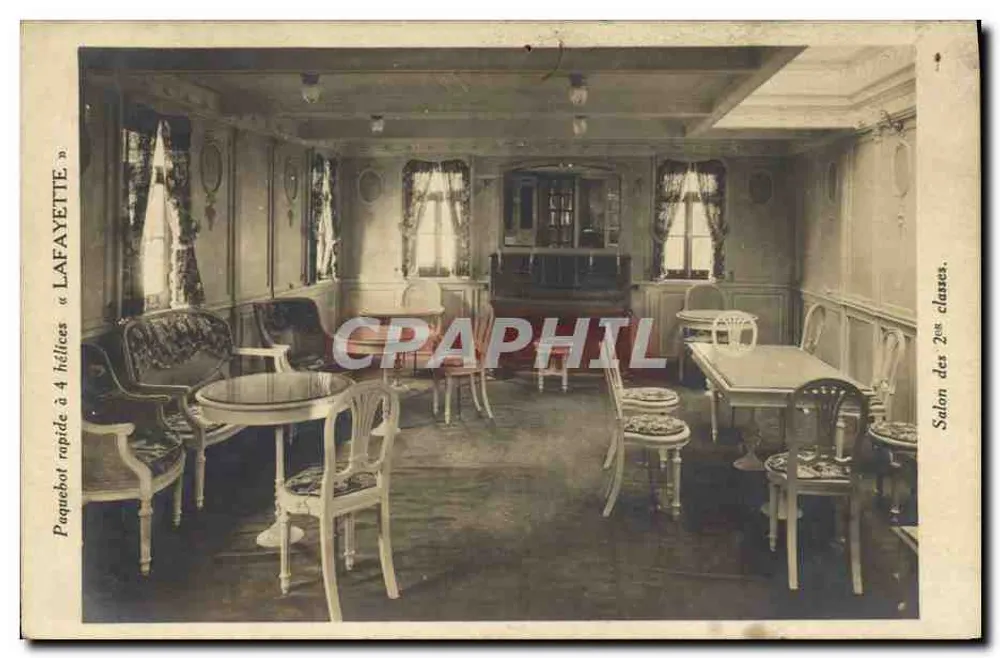 Zweiter-Klasse-Salon — Schnellschiff « Lafayettte » — J.M. Phot. Neuhuën et Cie - Vorderseite