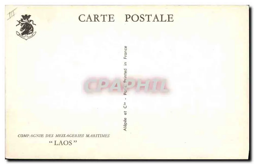 Kreuzer und Segelschiff auf See — Compagnie des Messageries Maritimes « LAOS » — Alépée et Cie, Paris - Rückseite