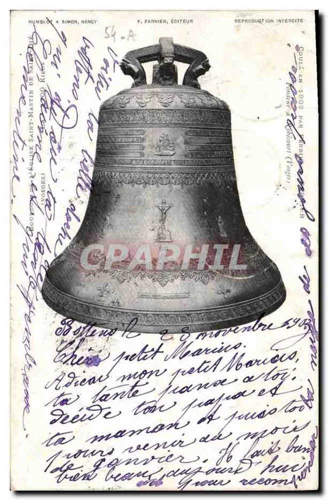 Glocke der Kirche Saint-Martin von Saint-Évroult — Nancy — F. Farnier, Verlag, n°54-A - Vorderseite