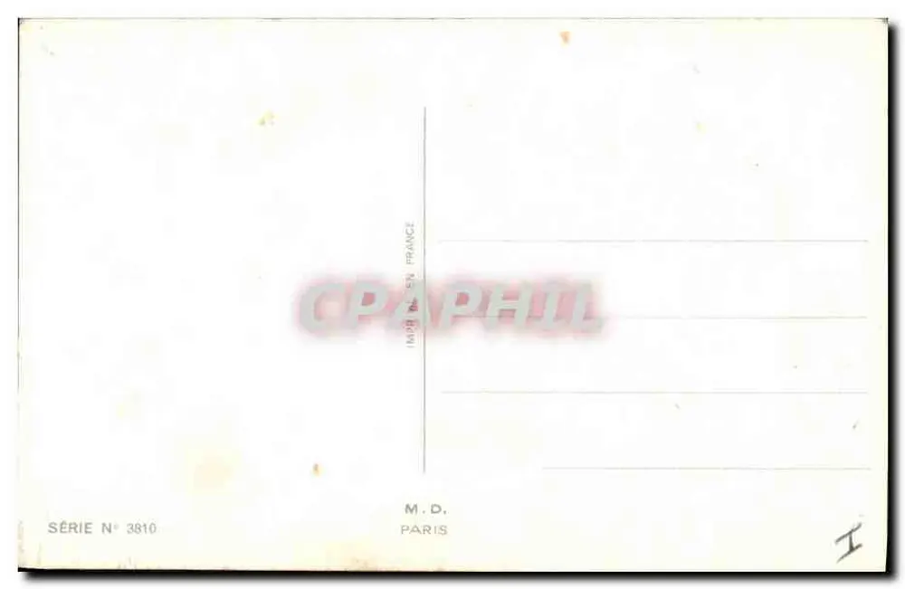 Arranjo de pinheiro, poinsettia e sininho — M.D. Paris — Série N° 3810 - Verso