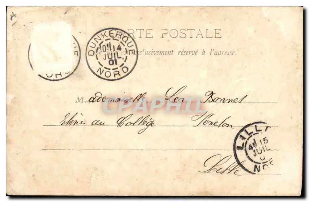 A Paimpolaise — Paimpol e sua falésia — A. Waron, óptico, editor, St-Brieuc. Cliché Albert Durand. N° 1004. - Verso