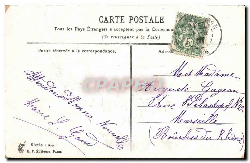 Zwei Tauben und Rosen — Erinnerung an eine Freundschaft — K. F. Éditeurs, Paris, Serie 1.800 - Rückseite