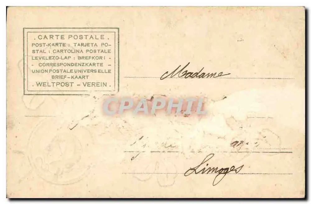 Blumen und Schmetterlinge — Gedicht von Penquer — Verleger Union Postale Universelle - Rückseite