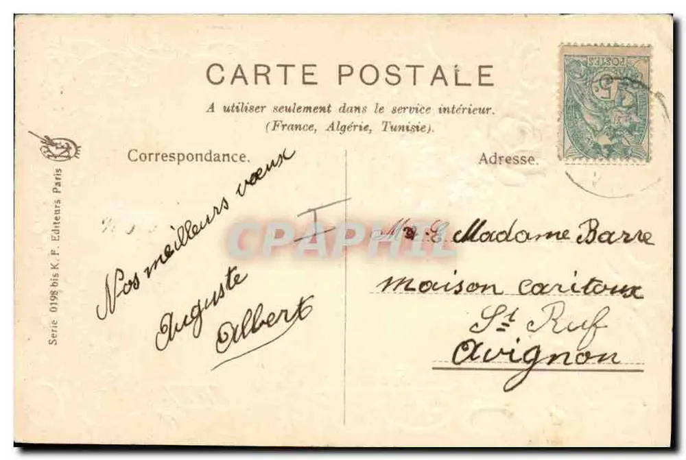 Bom ano — decoração floral — K.P. Editores Paris, série 0198 bis - Verso