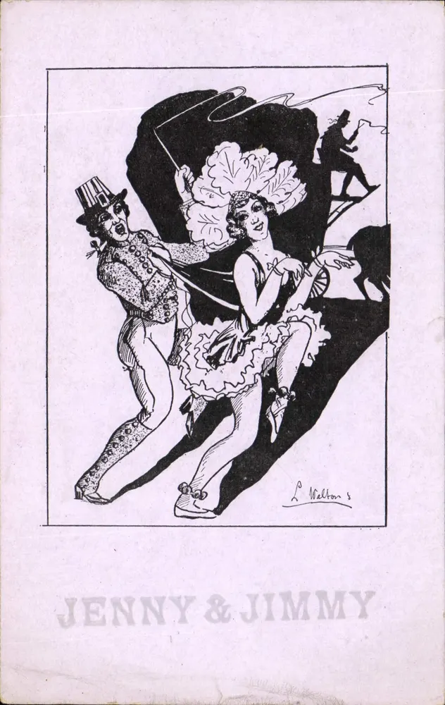 Jenny & Jimmy — scène de cabaret avec musicien — éditeur L. Melton 5 - Frente