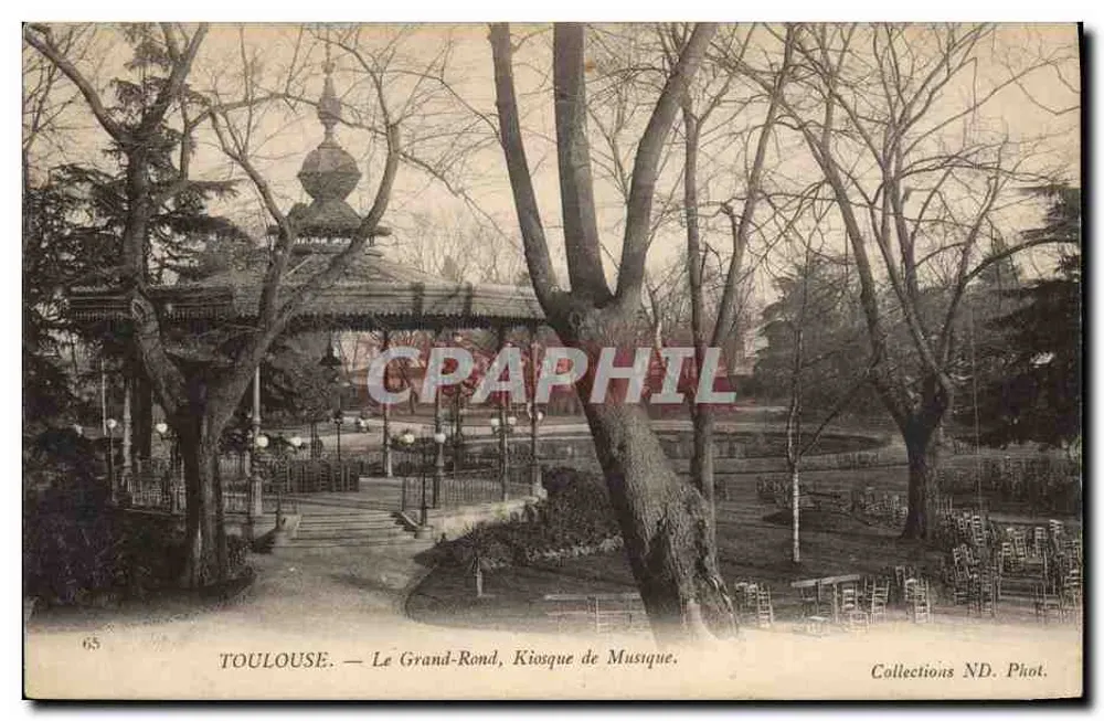 Toulouse — Der Grand-Rond, Musikkiosk — Sammlung ND. Foto. - Vorderseite