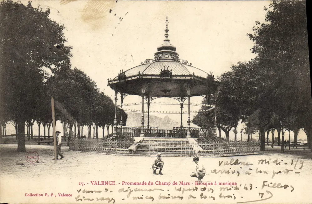 Valence - Promenade du Champ de Mars - Musikkiosk — Sammlung P. P., Valence, n°17 - Vorderseite