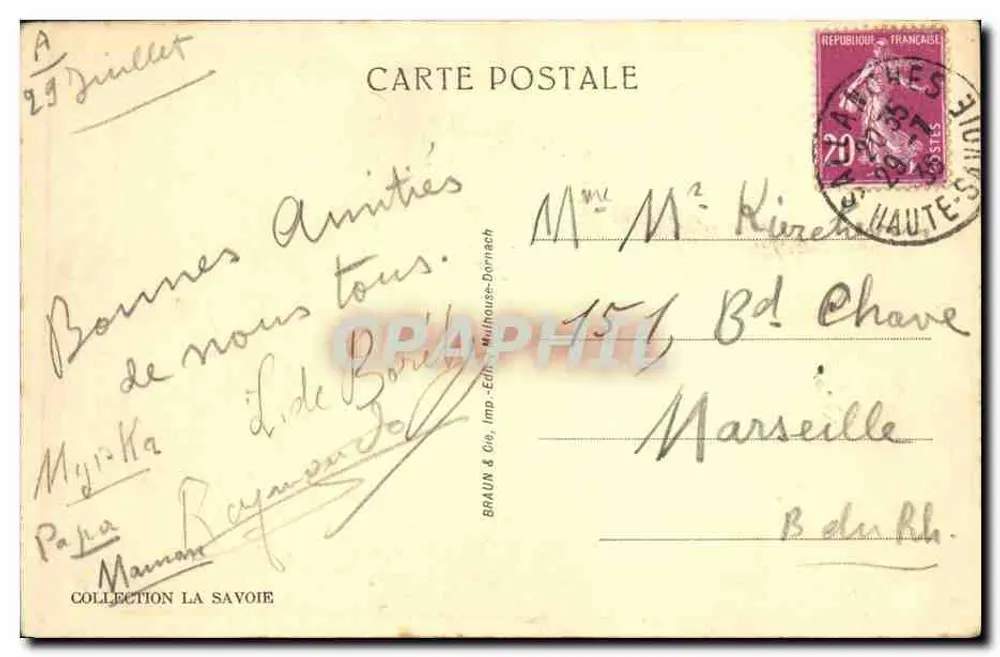 No St-Bernard — Os Cães — Braun & Cie, Imp. Mulhouse-Dornach - Verso