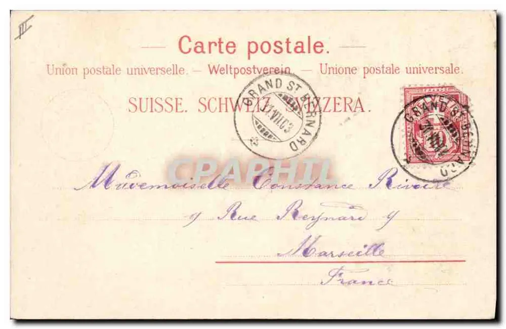 SOUVENIR do Gd St BERNARD — editor: Lausanne, n° 2160 - Verso
