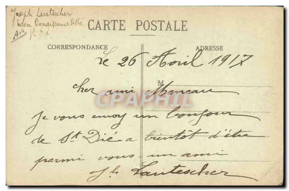 Der Krieg in den Vosges 1914-1915 — Der General und die Offiziere des Stabes der 26. Reserve-Division — Besetzung von Saint-Dié - Rückseite