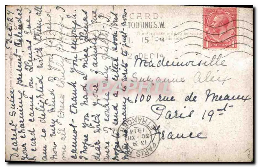 Feldmarschall Sir John D. P. French — Photo Russell & Sons — Édith - Rückseite