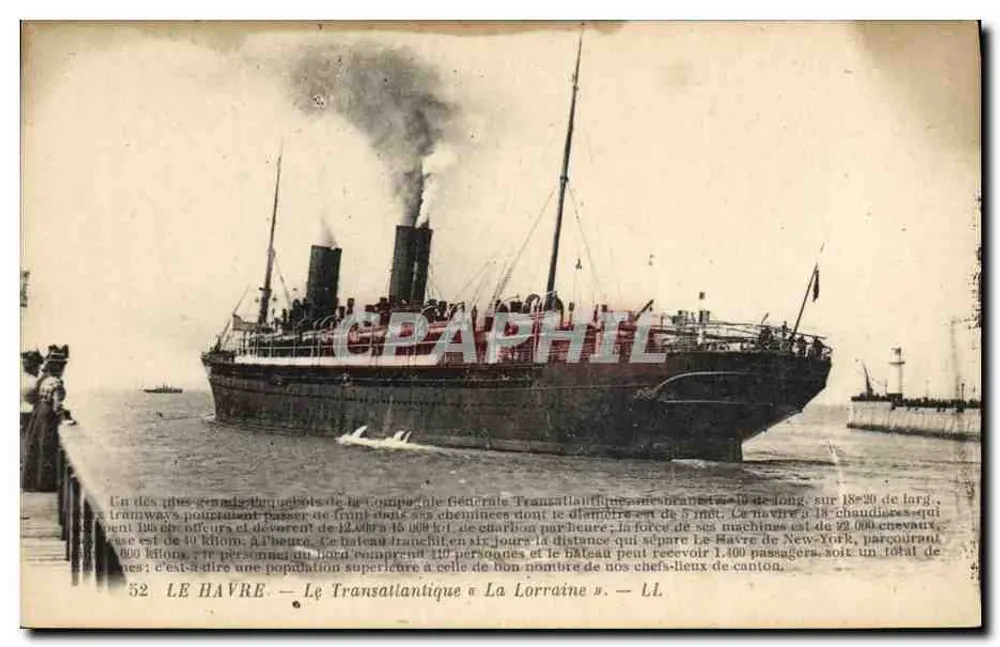Le Havre — Der Transatlantiker « La Lorraine » — Lévy Fils & Cie, Paris - Vorderseite