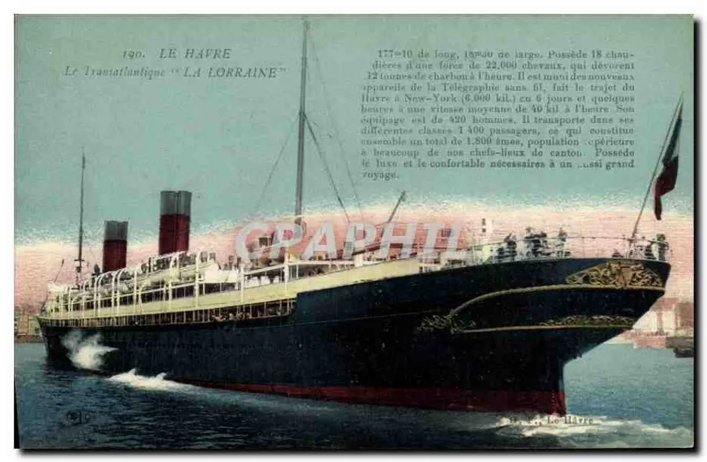 Der Transatlantiker "LA LORRAINE" — Le Havre — Verlag MP Delet, n°190 - Vorderseite