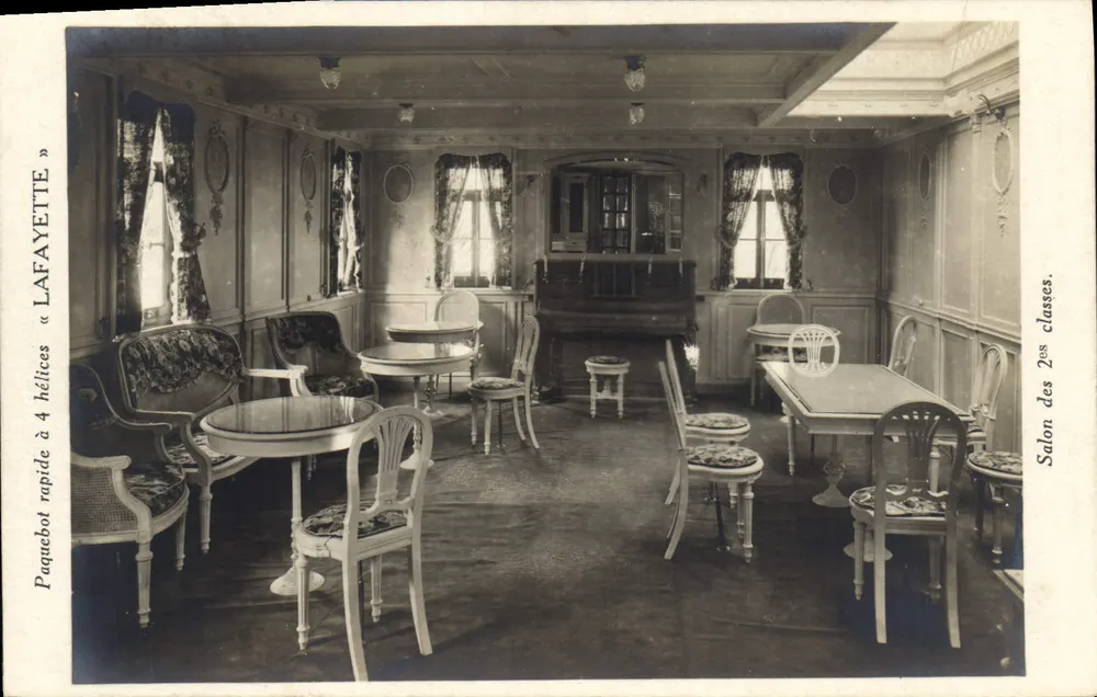 Lounge der 2. Klasse — Dampfschiff « Lafayettte » mit 4 Propellern — Imp. Phot. Neurdein et Cie - Vorderseite