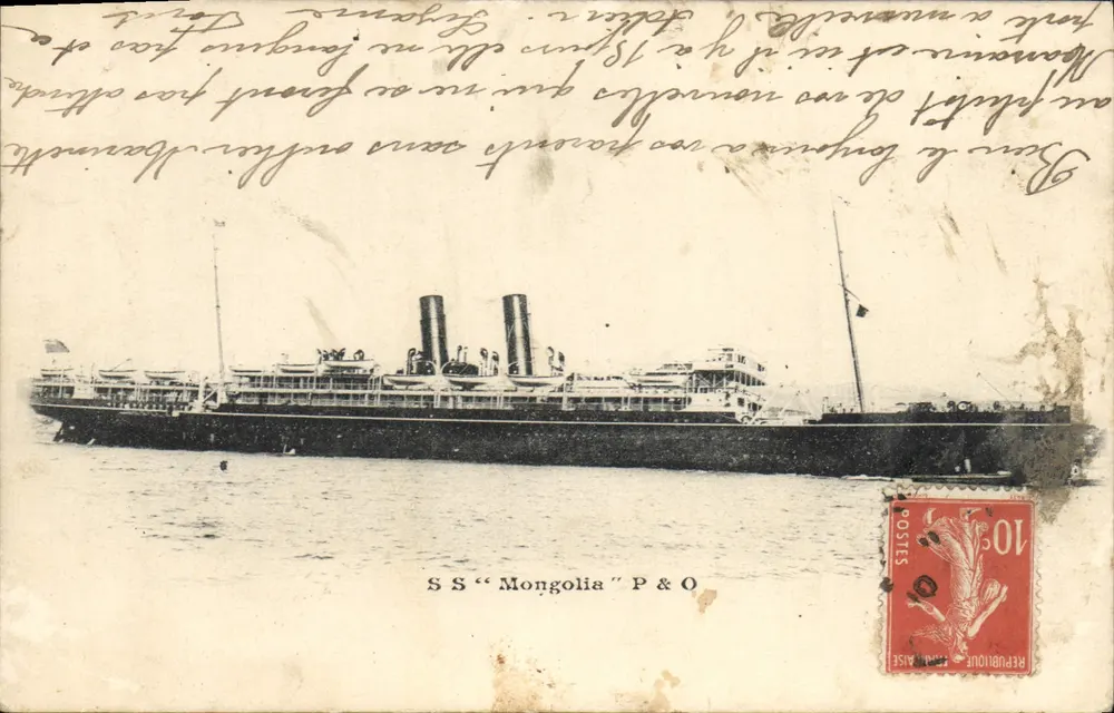 SS "Mongolia" P & O — vista de navio — editor desconhecido - Frente