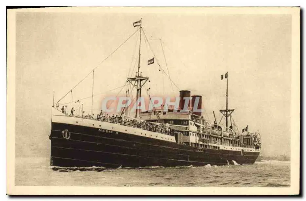 S/S Médie II — Schiff der Compagnie Paquet — Druck von M. Andry, Marseille - Vorderseite