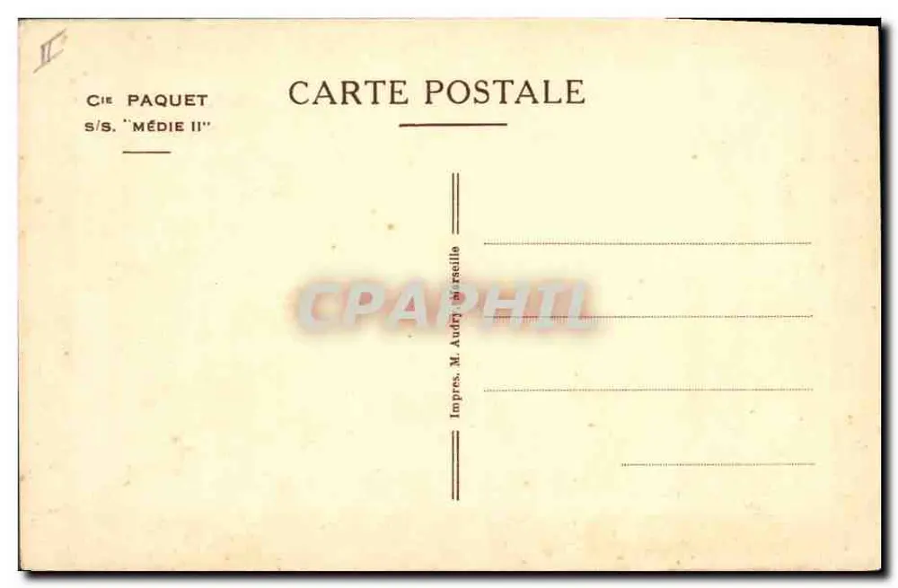S/S Médie II — Schiff der Compagnie Paquet — Druck von M. Andry, Marseille - Rückseite