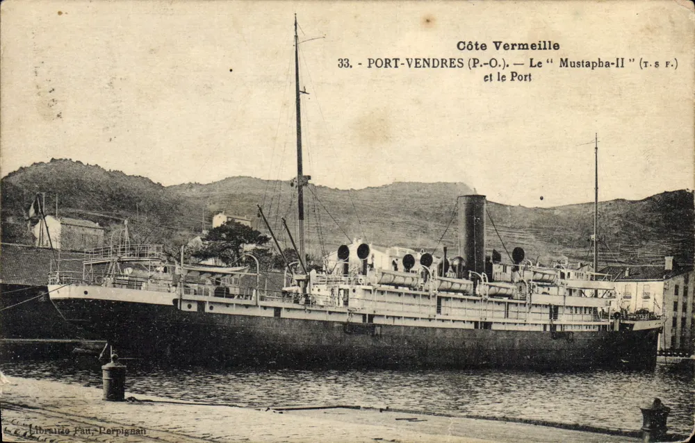Port-Vendres (P.-O.) — Der "Mustapha-II" (T.S.F.) und der Hafen — Librairie Fau, Pompignan - Vorderseite