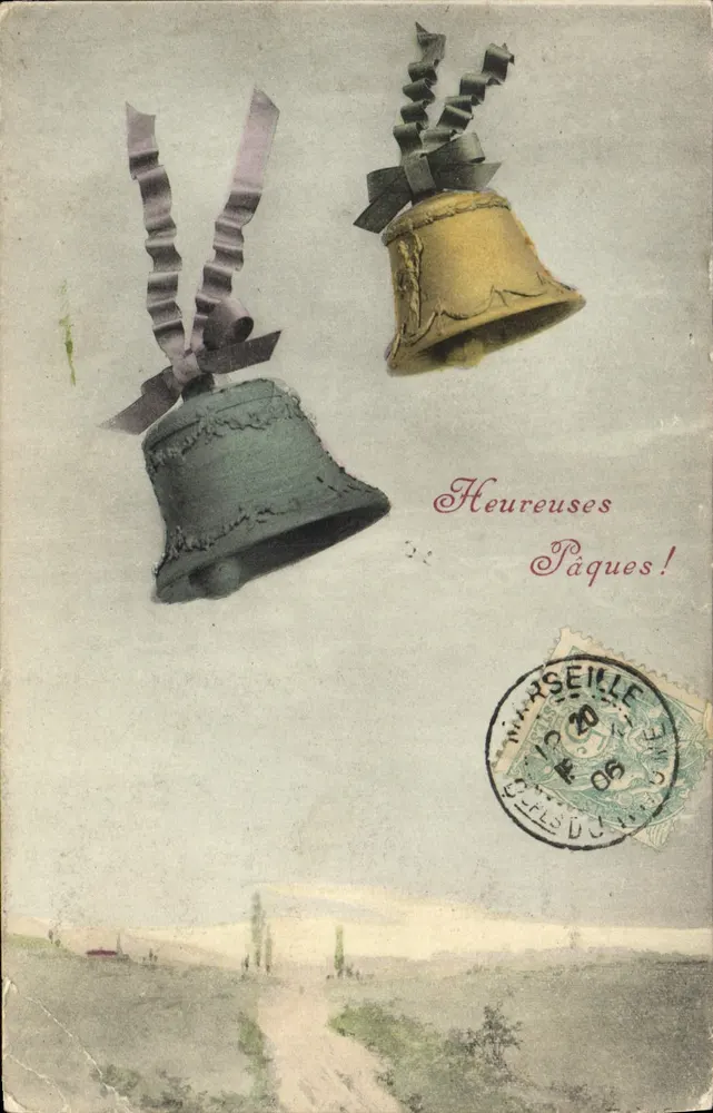 Deux cloches suspendues — scène champêtre — éditeur A.S. Série 413 - Frente