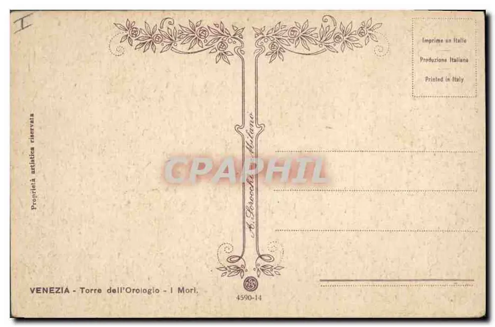 Venedig - Torre dell'Orologio - I Mori — Verlag I Mori, Nr. 4590-14 - Rückseite