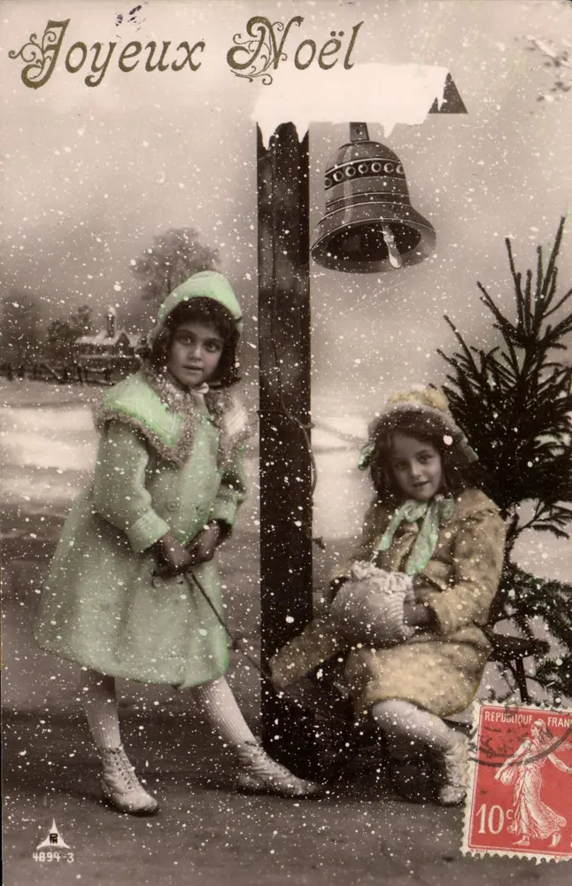 Dois crianças nevadas — Feliz Natal — editor R. 4894-3 - Frente