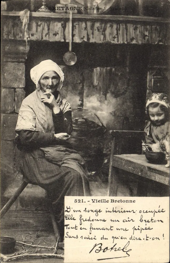 Bretanha — Velha Bretã fumando um cachimbo — Botèle, n° 521 - Frente