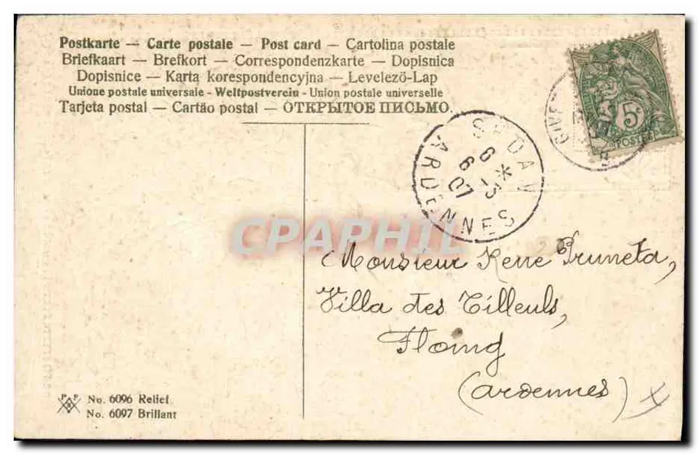 Flores de rosa — Souvenir d'amitié — Brillant No. 6096 - Verso