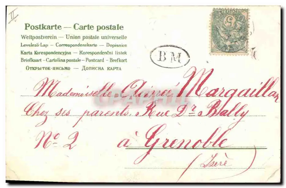 Bouquet d'orchidées roses — dans un panier tressé — éditeur : Postkarte — Carte postale - Rewers