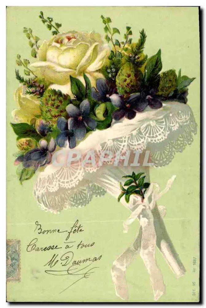 Arranjo de flores — Boa festa para todos — editor anônimo, n° 18817 - Frente