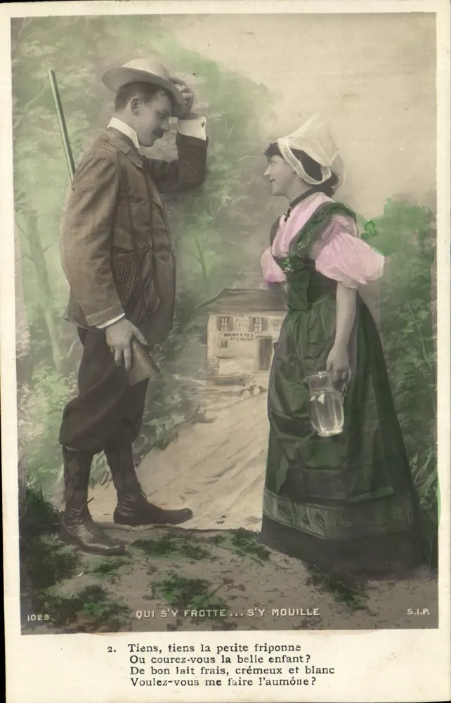 Jovem homem e jovem mulher em paisagem — S.I.P. n° 1029 - Frente